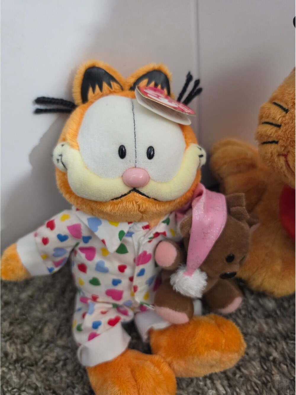 Garfield Plush Lot of 3 Vintage Beanie Baby Goodnight Heart PJ